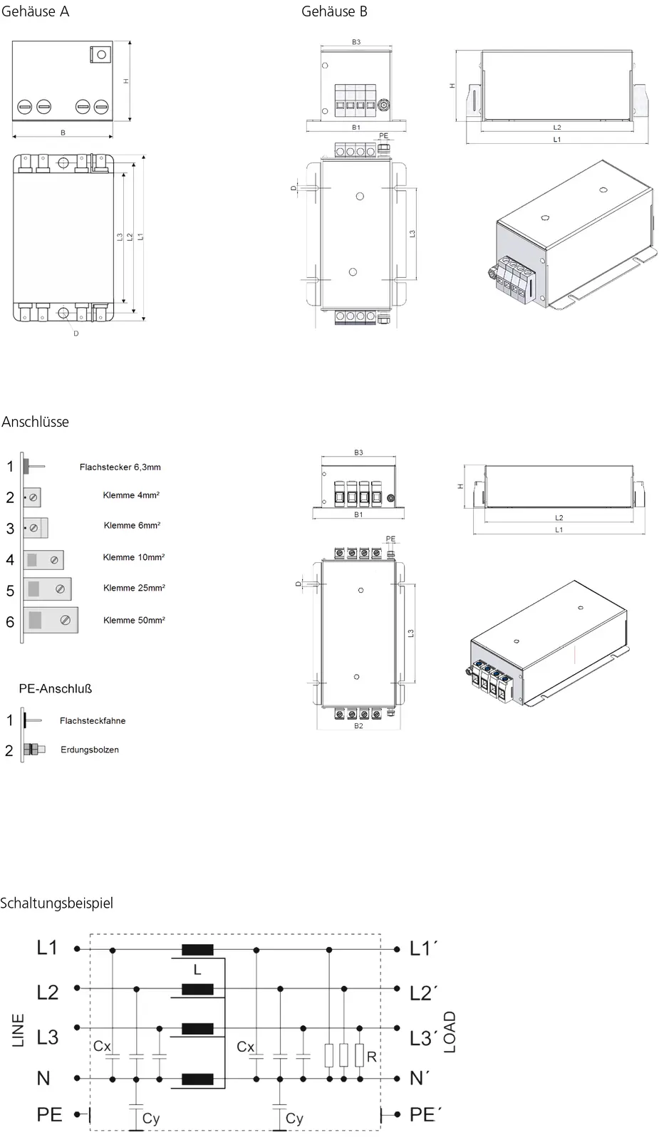 Disegno tecnico: Filtro EMC N CNW 105